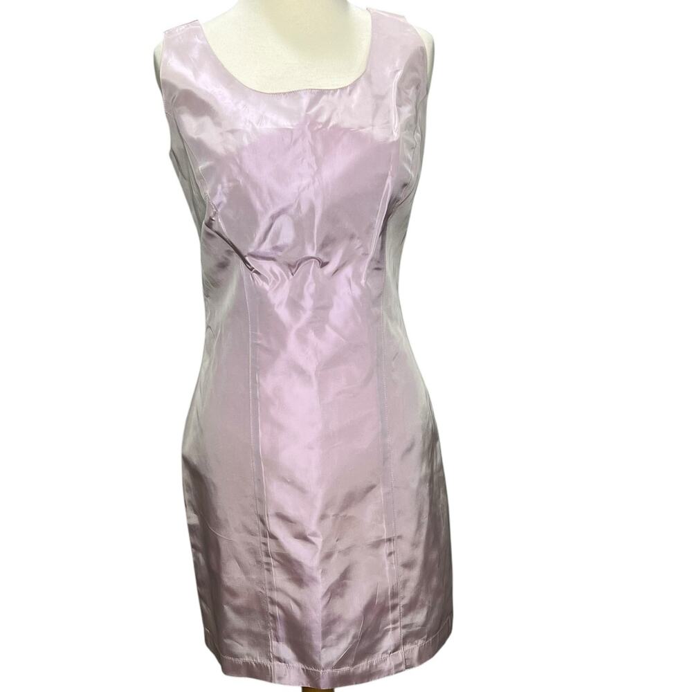 Vintage Beverly Mehl Sheath Dress 4 Light Purple Satin Coquette Feminine Classic